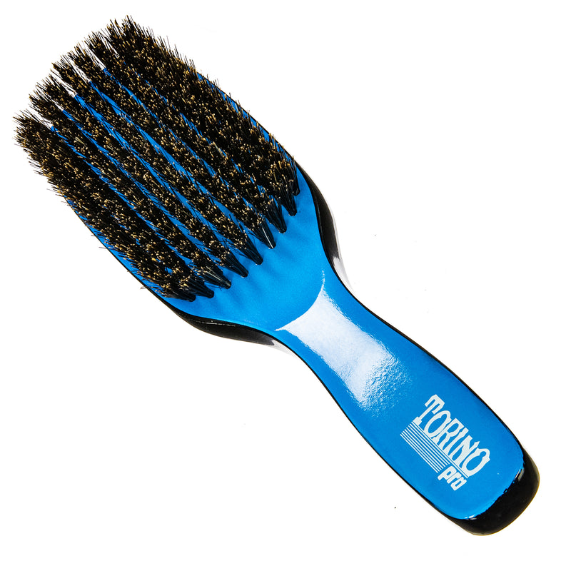 Torino Pro Wave Brush #213-  9 Row Medium Brush Long handle- 100% Pure Boar Medium Bristles-  Long Handle Wave Brush for 360 Waves