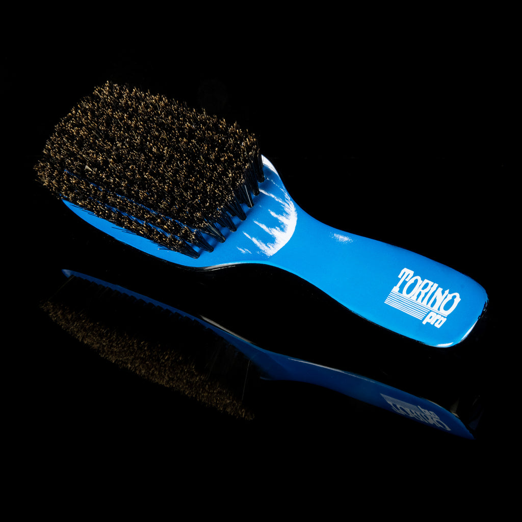 Torino Pro Wave Brush #213-  9 Row Medium Brush Long handle- 100% Pure Boar Medium Bristles-  Long Handle Wave Brush for 360 Waves