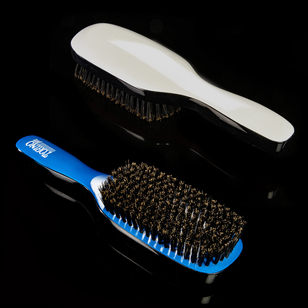 Torino Pro Wave Brush #213-  9 Row Medium Brush Long handle- 100% Pure Boar Medium Bristles-  Long Handle Wave Brush for 360 Waves