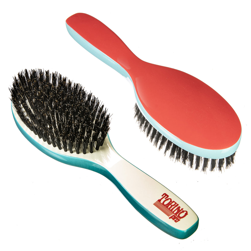 Torino Pro Wave Brush #221 - Oval long handle 9 rows  Hard - Reinforced Wave brush- Great for wolfing