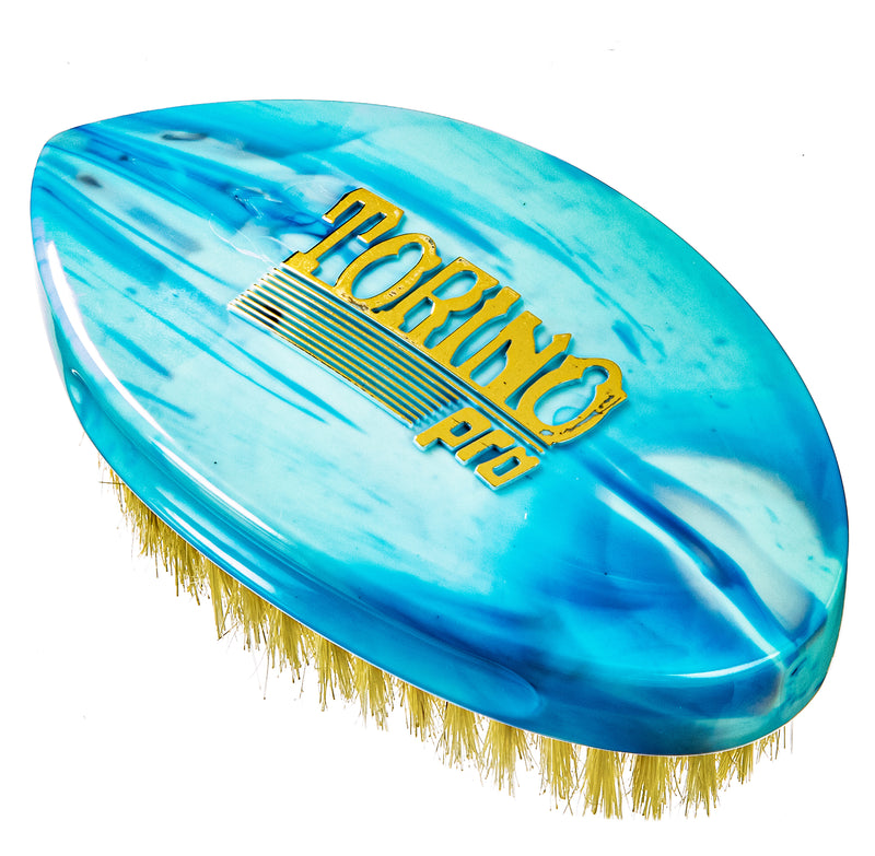 Torino Pro Curve Wave Brush #229 - Medium soft Curved Palm brush  - Extra Long Bristles - 100% Pure Boar Bristles