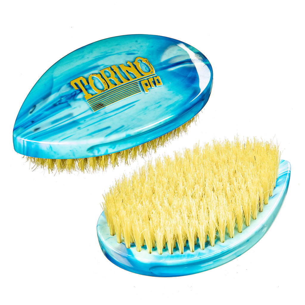 Torino Pro Curve Wave Brush #229 - Medium soft Curved Palm brush  - Extra Long Bristles - 100% Pure Boar Bristles