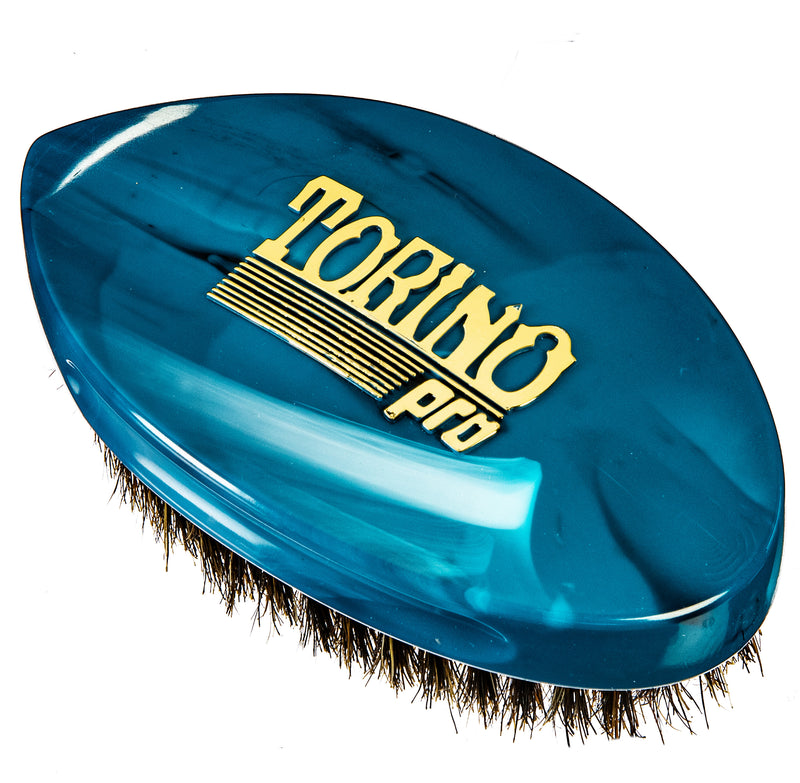 Torino Pro Curve Wave Brush #233 - Medium Soft Curved Palm brush  - 100% Extra Long  Pure Boar Bristles Bristles -