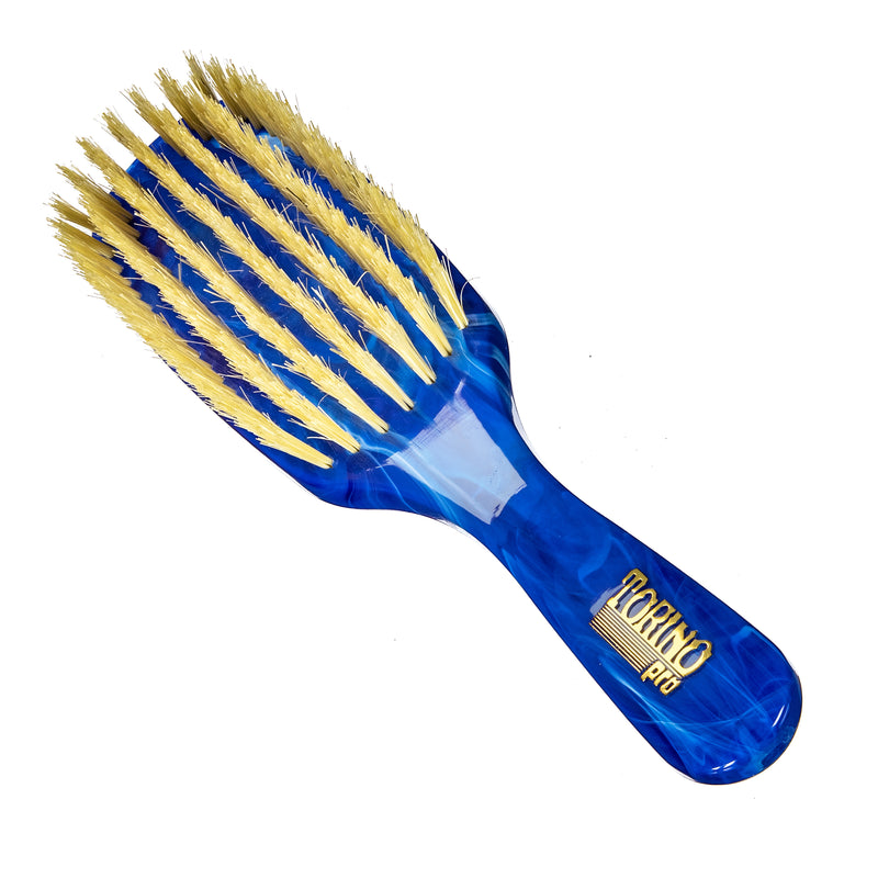 Torino Pro Wave Brush #254. -  7 Row Medium Long handle Brush  - 100% Boar Bristles