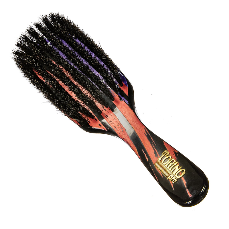 Torino Pro Wave Brush #255 - 7 Row Extra Soft Long handle Brush  - 100% Boar Bristles