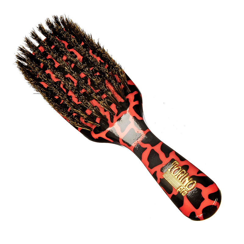 Torino Pro Wave Brush #258 - 7 Row Medium Soft Long handle Brush  - 100% Pure Boar Bristles