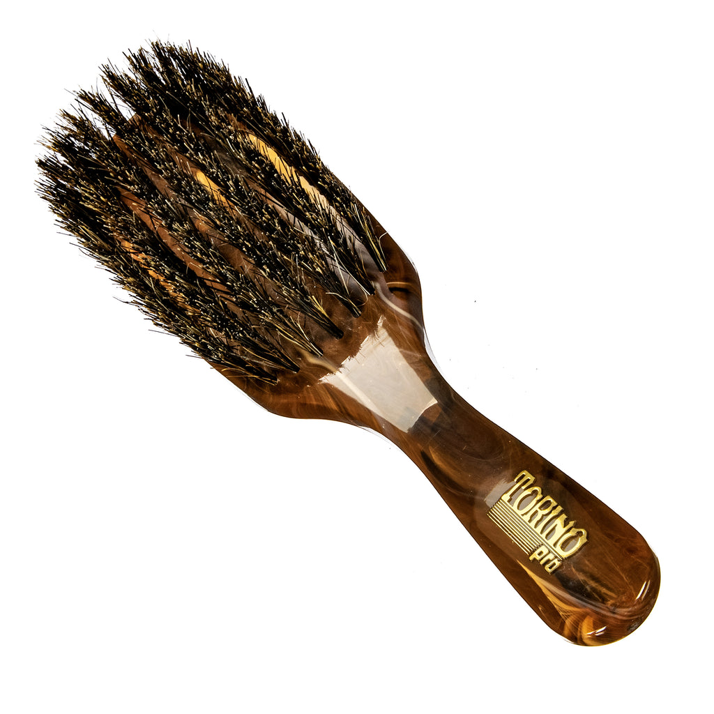 Torino Pro Wave Brush #264 - 7 Row Medium Long handle Brush  - 100% Extra Long Pure Boar Bristles