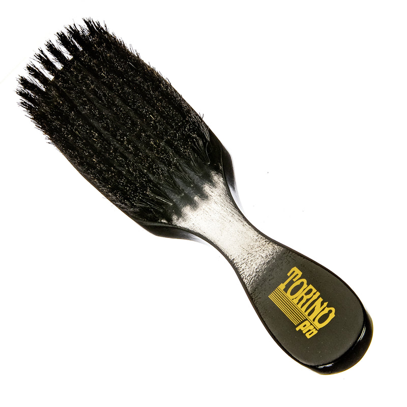 Torino Pro Wave Brush #801-  8 Row Extra Soft Brush Long handle- 100% Pure Boar Bristles -  Great to lay down frizz and waves