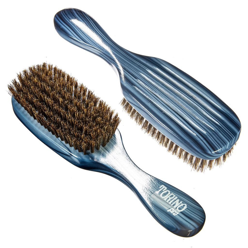 Torino Pro Wave Brush #8749- 7 Row Medium Soft Long Handle Wave brush - 100% Boar Bristles
