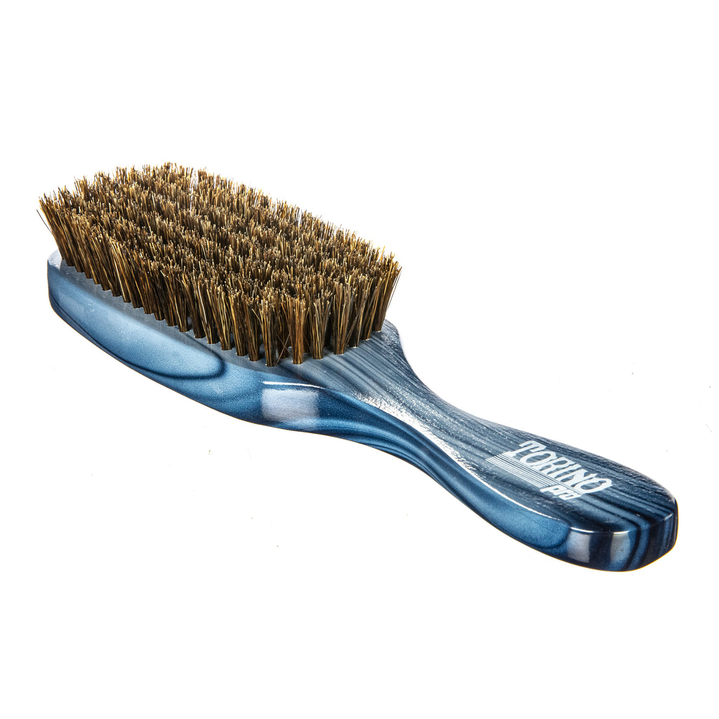 Torino Pro Wave Brush #8749- 7 Row Medium Soft Long Handle Wave brush - 100% Boar Bristles