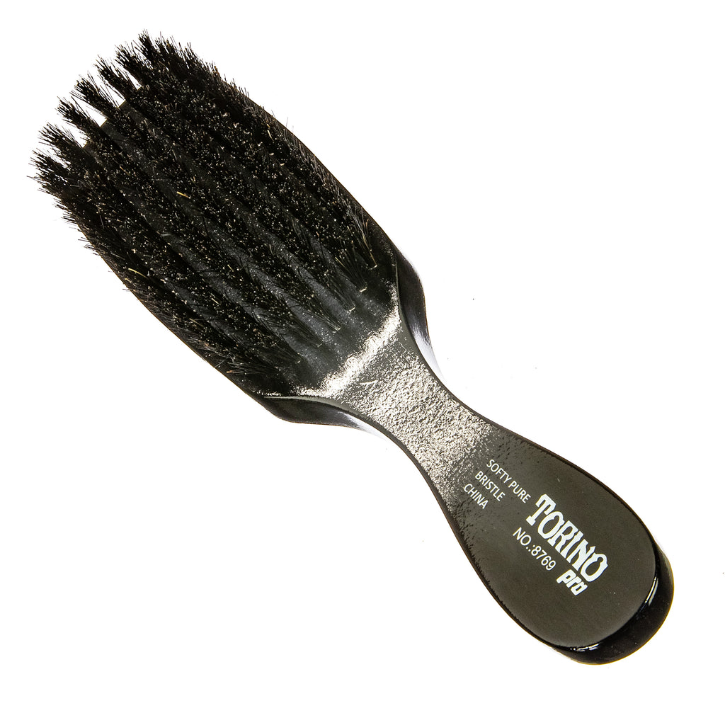 Torino Pro Wave Brush #8769- 7 Row Soft Long Handle Wave brush - 100% Boar Bristles