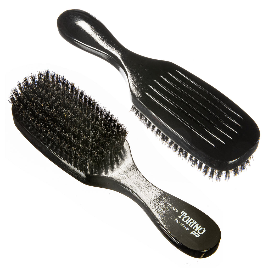 Torino Pro Wave Brush #8769- 7 Row Soft Long Handle Wave brush - 100% Boar Bristles