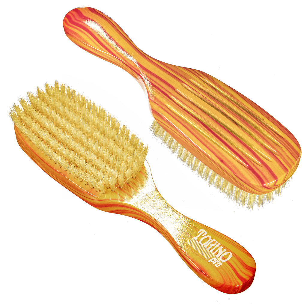 Torino Pro Wave Brush #8789- 7 Row Soft Long Handle 360 Wave brush - 100% Boar Bristles