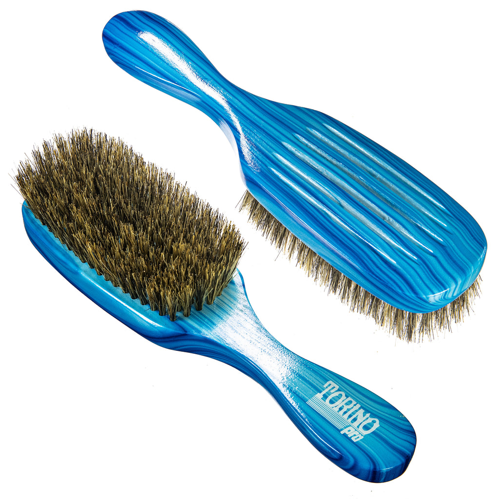 Torino Pro Wave Brush #8799- 7 Row Medium Long Handle 360 Wave brush - 100% Boar Bristles