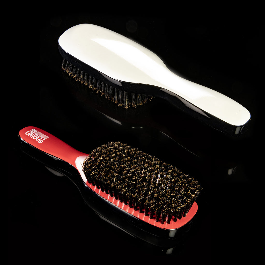 Torino Pro Wave Brush #212-  9 Row Soft Brush Long handle- 100% Pure Boar Soft Bristles- Great brush to lay down frizz and Waves