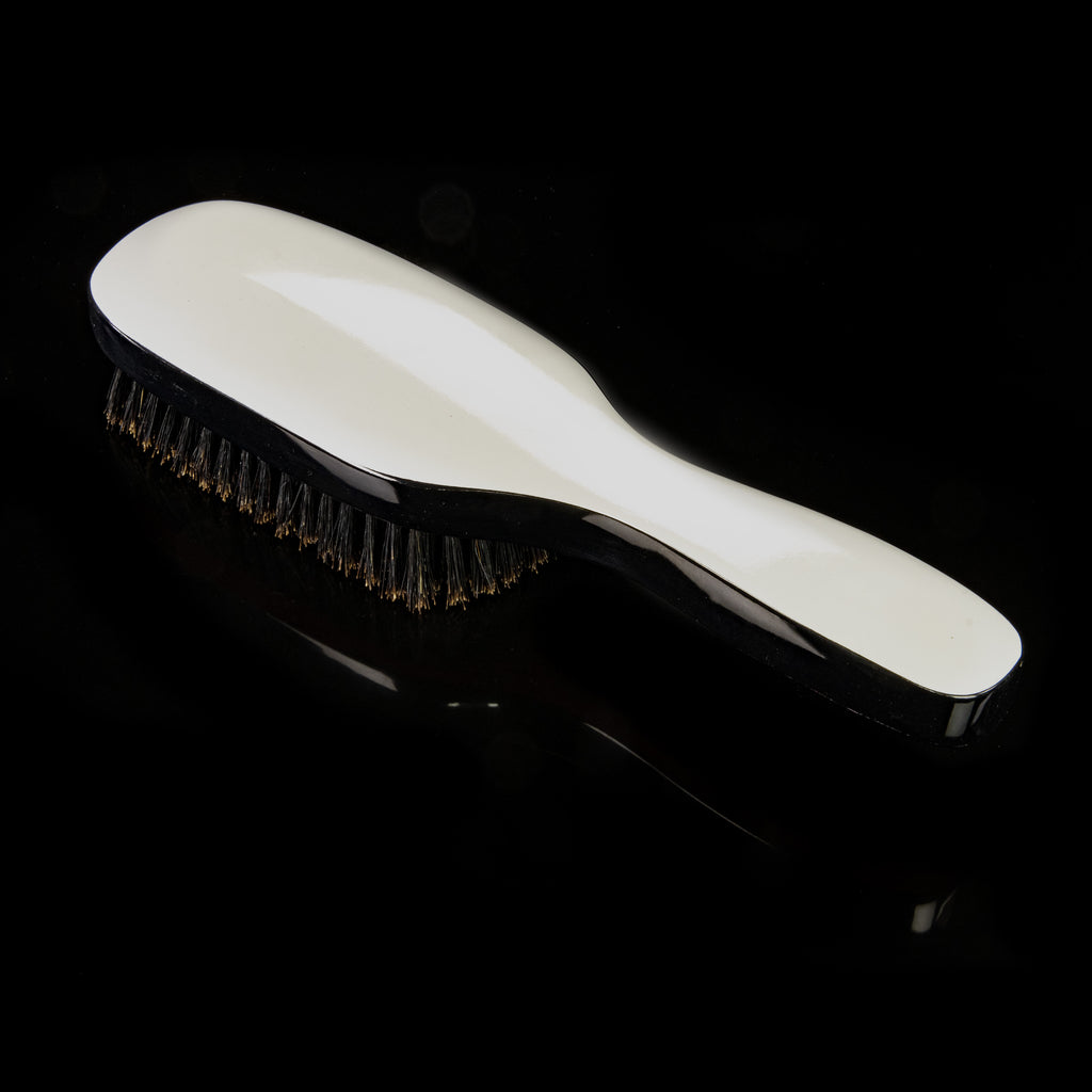Torino Pro Wave Brush #213-  9 Row Medium Brush Long handle- 100% Pure Boar Medium Bristles-  Long Handle Wave Brush for 360 Waves