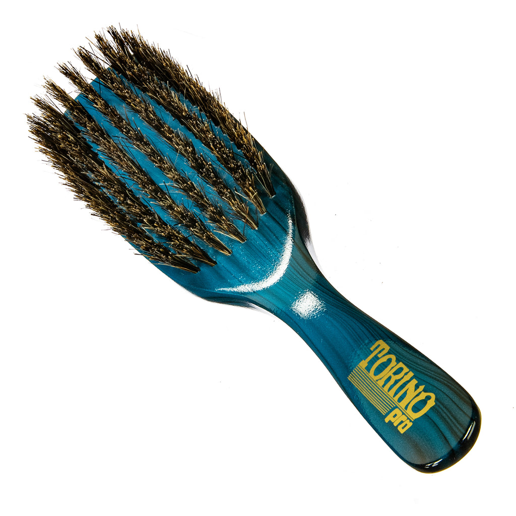 Torino Pro Wave Brush #224-  7 Row Firm Medium Brush Long handle- 100% Pure Boar  Bristles- Great Workhorse and everyday brush