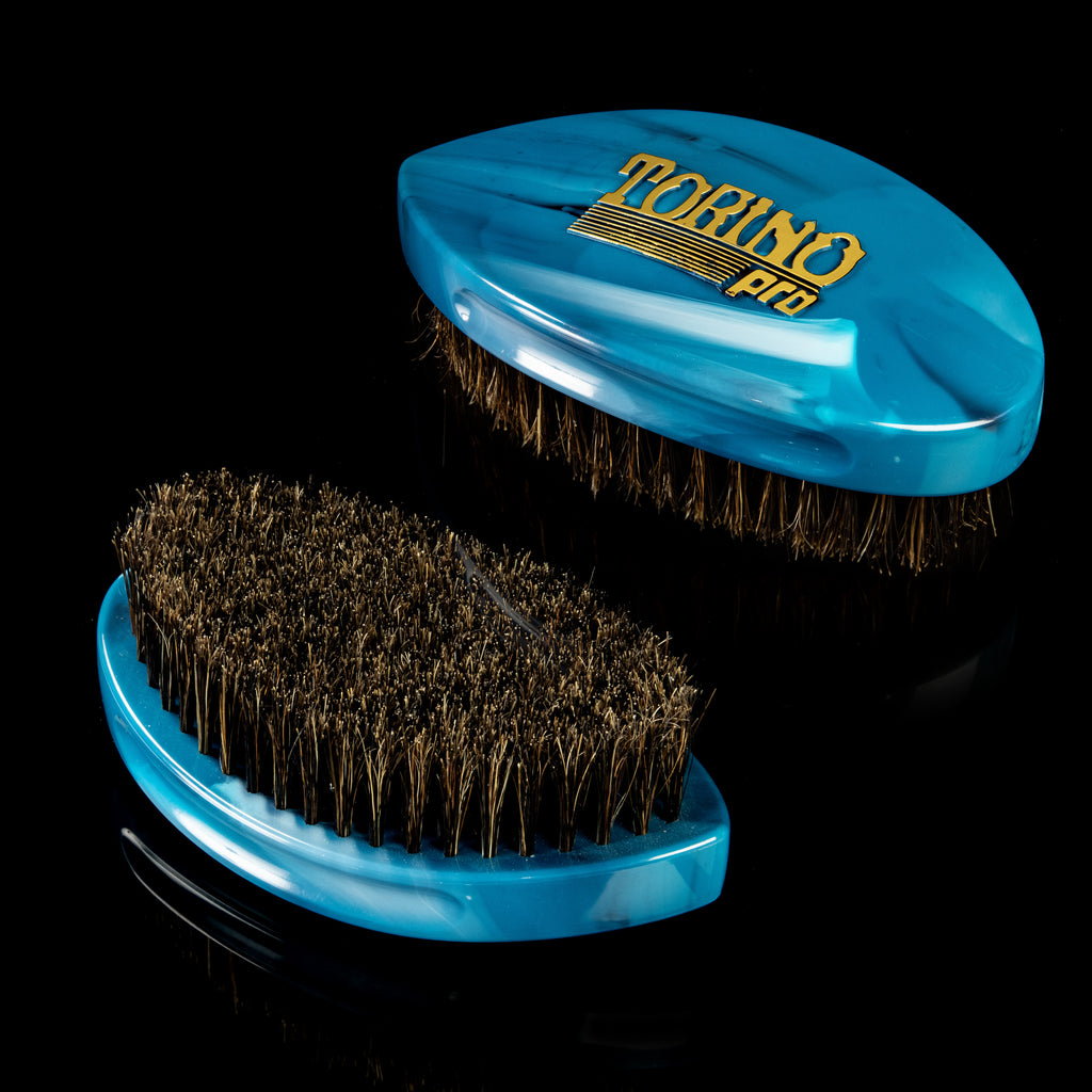 Torino Pro Curve Wave Brush #233 - Medium Soft Curved Palm brush  - 100% Extra Long  Pure Boar Bristles Bristles -