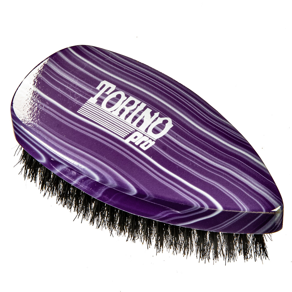 Torino Pro Wave Brush #901-  Soft Pointy Palm brush- 100% Pure Boar Bristles -  Great to lay down waves