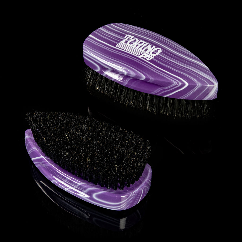 Torino Pro Wave Brush #901-  Soft Pointy Palm brush- 100% Pure Boar Bristles -  Great to lay down waves