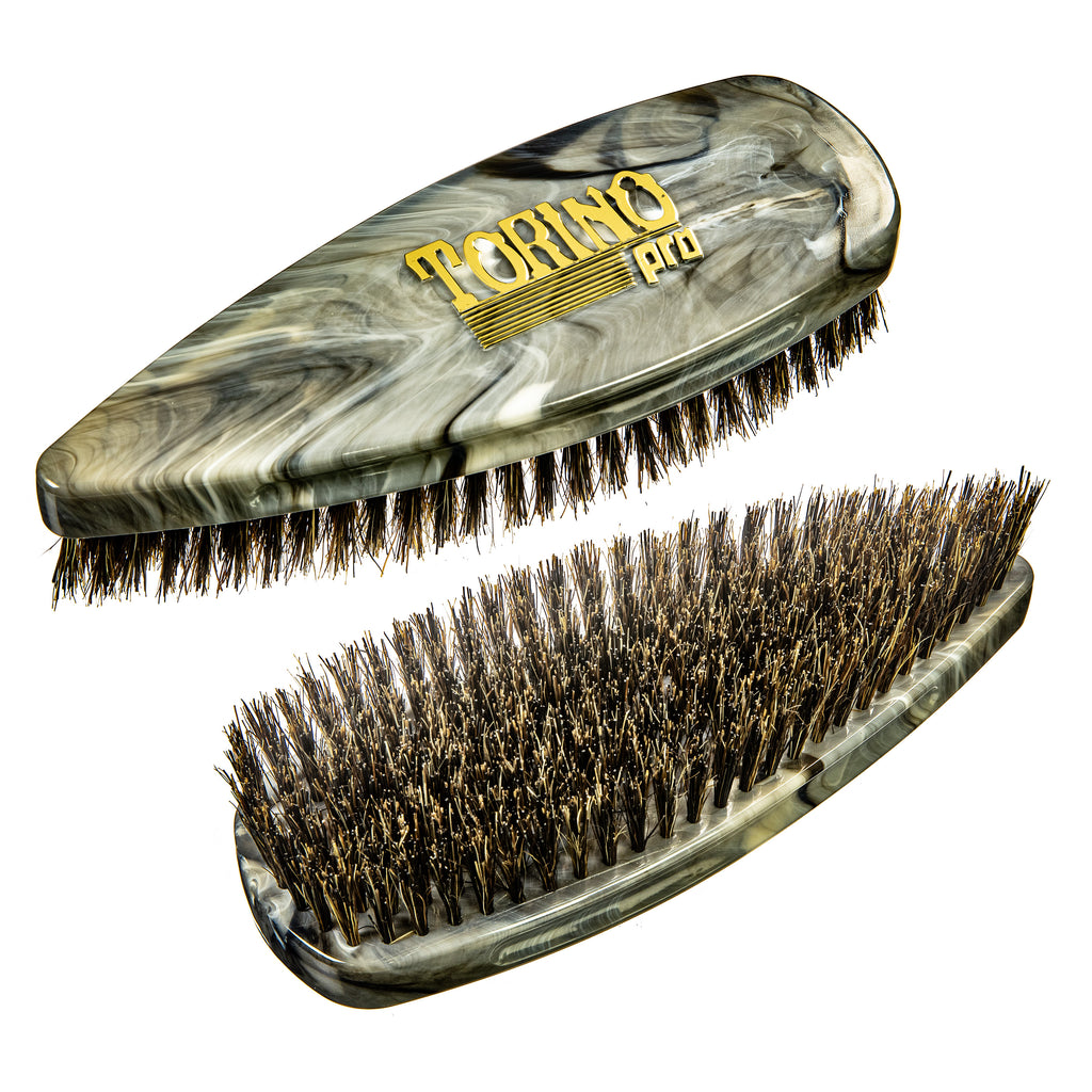 Torino Pro Wave Brush #249 - Medium Pointy Palm Brush  - 100% Extra Long Pure Boar Bristles