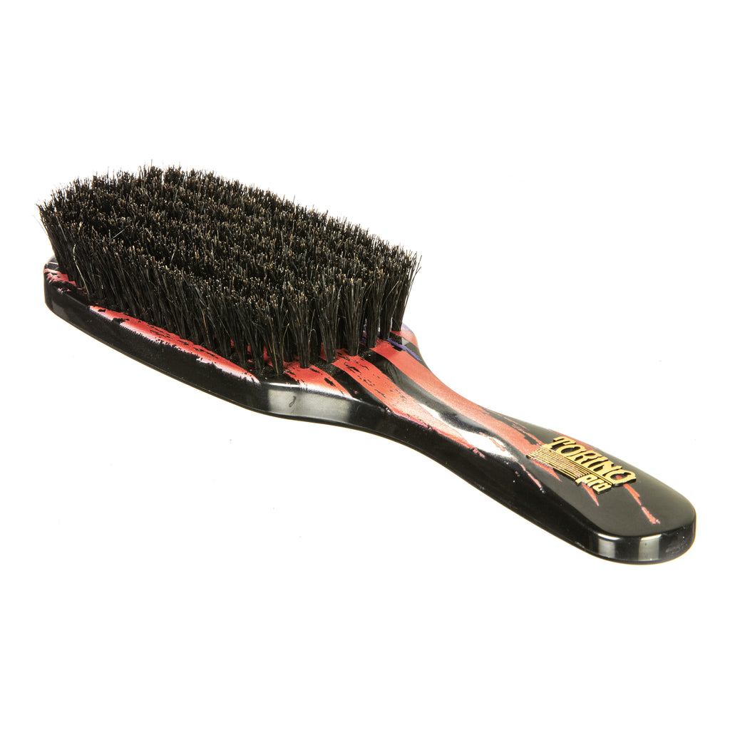 Torino Pro Wave Brush #255 - 7 Row Extra Soft Long handle Brush  - 100% Boar Bristles