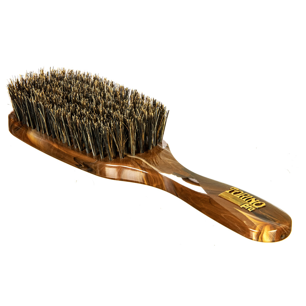 Torino Pro Wave Brush #264 - 7 Row Medium Long handle Brush  - 100% Extra Long Pure Boar Bristles