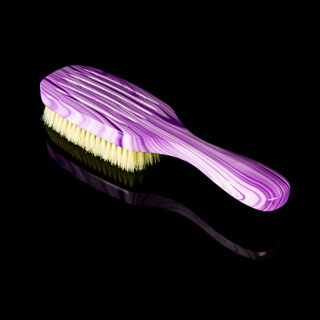 Torino Pro Wave Brush #701-  7 Row Extra Soft Brush Long handle- 100% Pure Boar Bristles -  Great to lay down frizz and waves