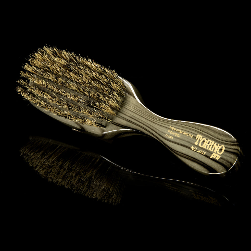 Torino Pro Wave Brush #8719- 7 Row Medium Long Handle Wave brush - 100% Boar Bristles