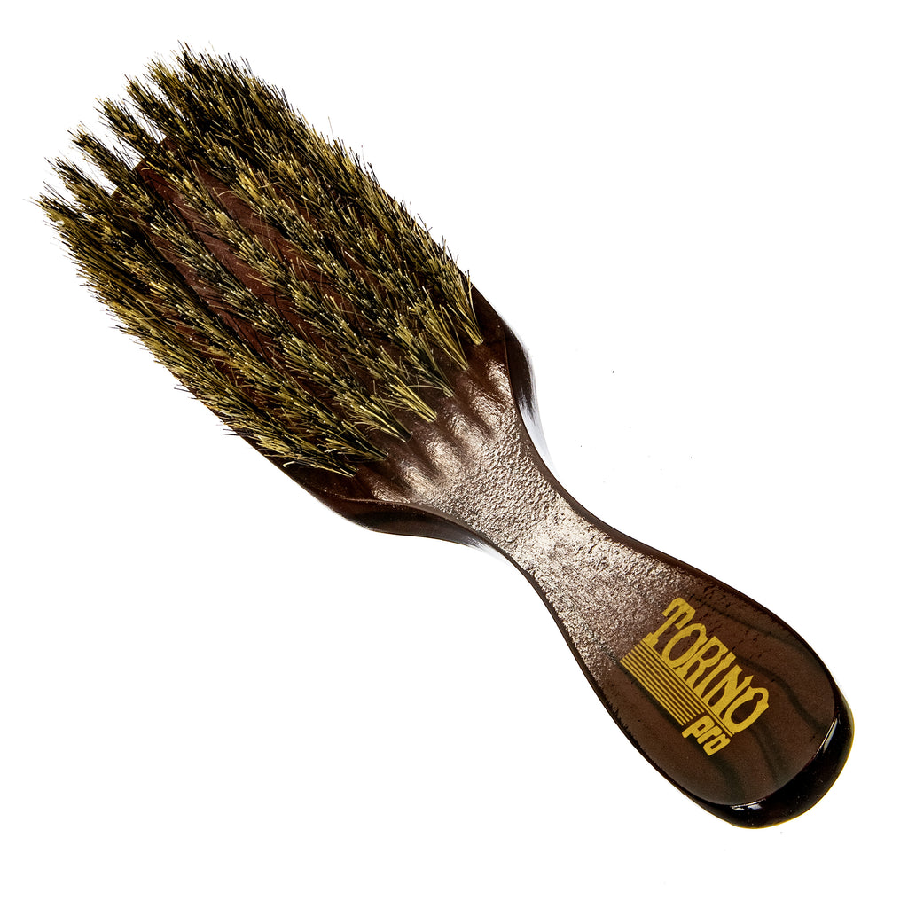 Torino Pro Wave Brush #8729- 7 Row Medium Long Handle Wave brush - 100% Boar Bristles