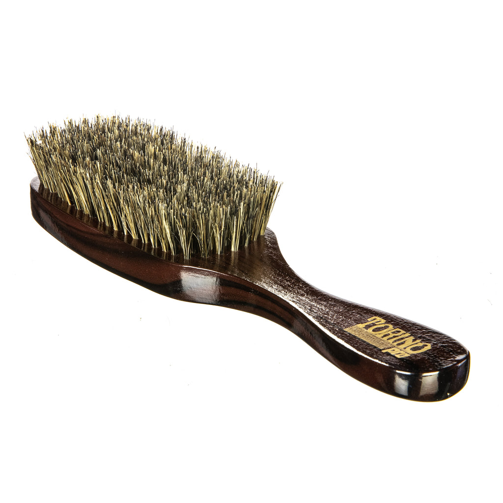 Torino Pro Wave Brush #8729- 7 Row Medium Long Handle Wave brush - 100% Boar Bristles