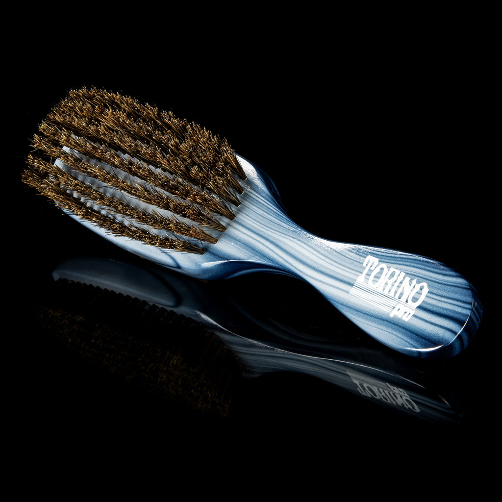 Torino Pro Wave Brush #8749- 7 Row Medium Soft Long Handle Wave brush - 100% Boar Bristles