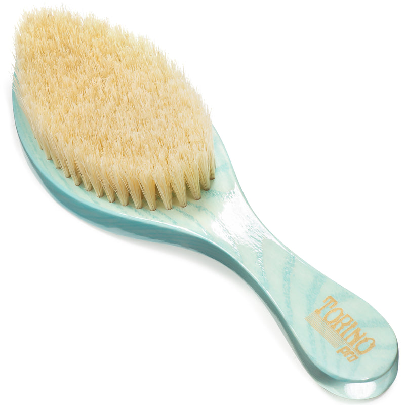 Torino Pro Wave Brush #1950 -Soft Curved Wave Brush - 360 Curved softy - Extra Long Bristles with Wavy design handle - Great for Polishing and connections- for 360 waves