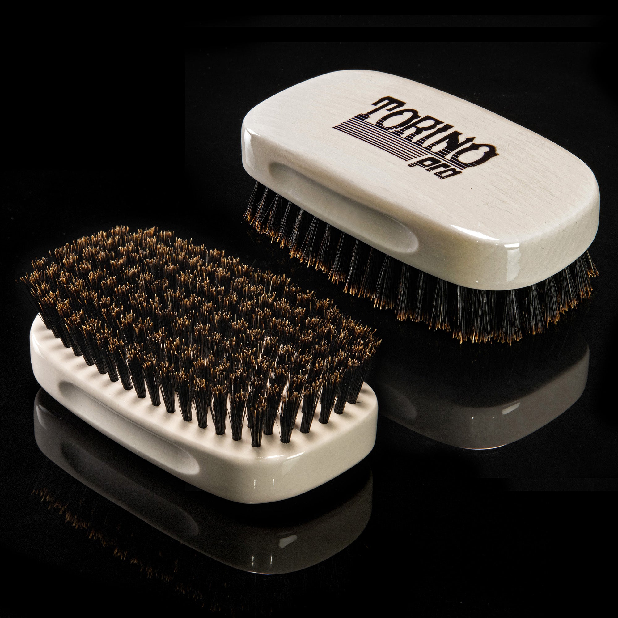 Torino Pro Wave Brush #110- 7 Row Square Soft Palm Brush - 100% Pure Boar  Bristles