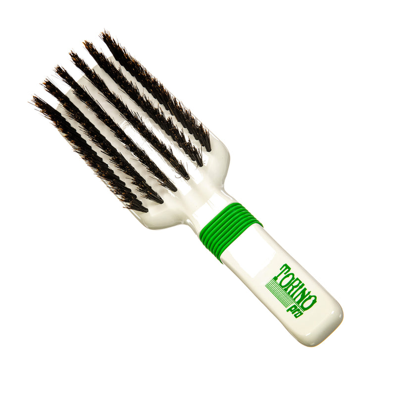 Torino Pro Wave Brush #110- 7 Row Square Soft Palm Brush - 100% Pure Boar  Bristles